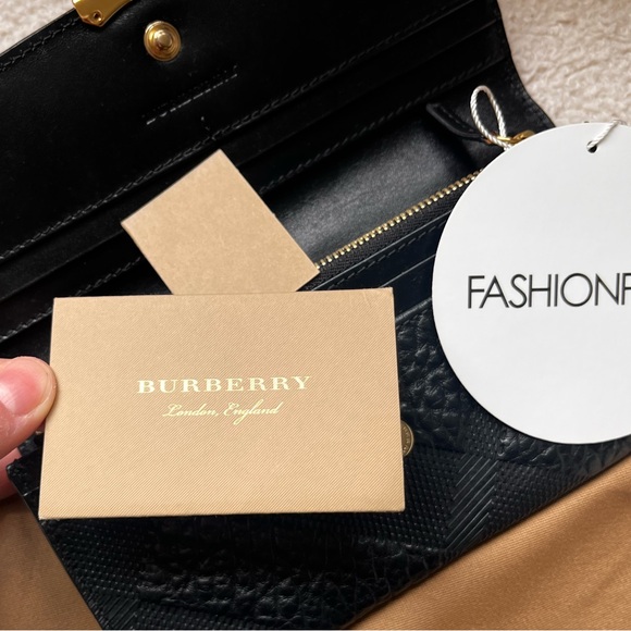 Burberry Grain Check Porter Continental Wallet Black Womens - Picture 7 of 7